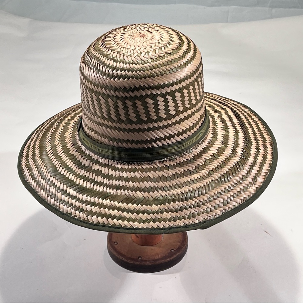 Stylish Green and Cream Woven Hat
